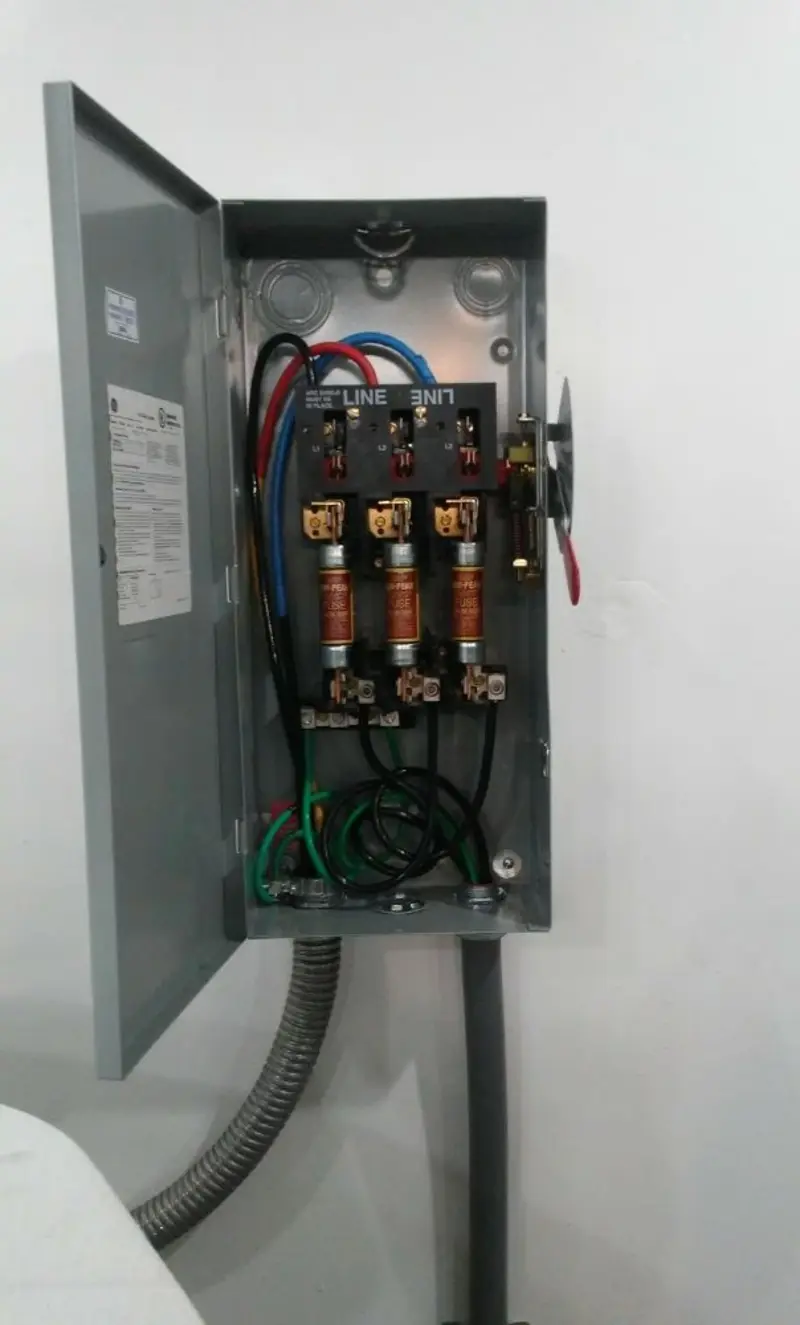Three-phase disconnect switch installed for Smoke Detector Installation in Newtown